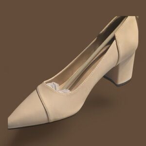 Elegant Cream Block Heel Pumps